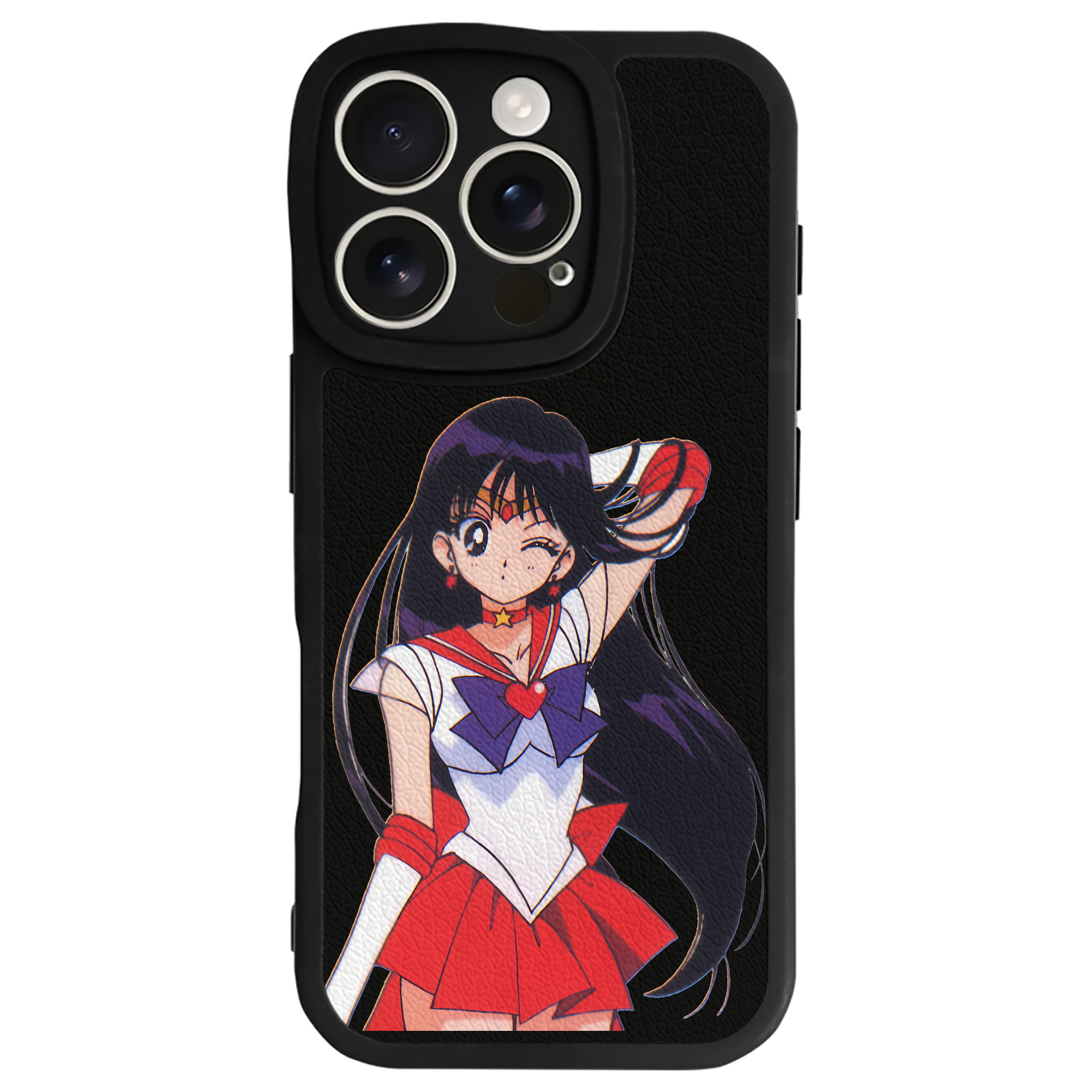 （画像用） 美少女戦士セーラームーン 火野レイ ひの レイ Sailor Moon Hino Rei （セーラーマーズ,Sailor Mars） 【iPhone 16シリーズ対応】シリコンスマホケース（レザー調） 材質：シリコン